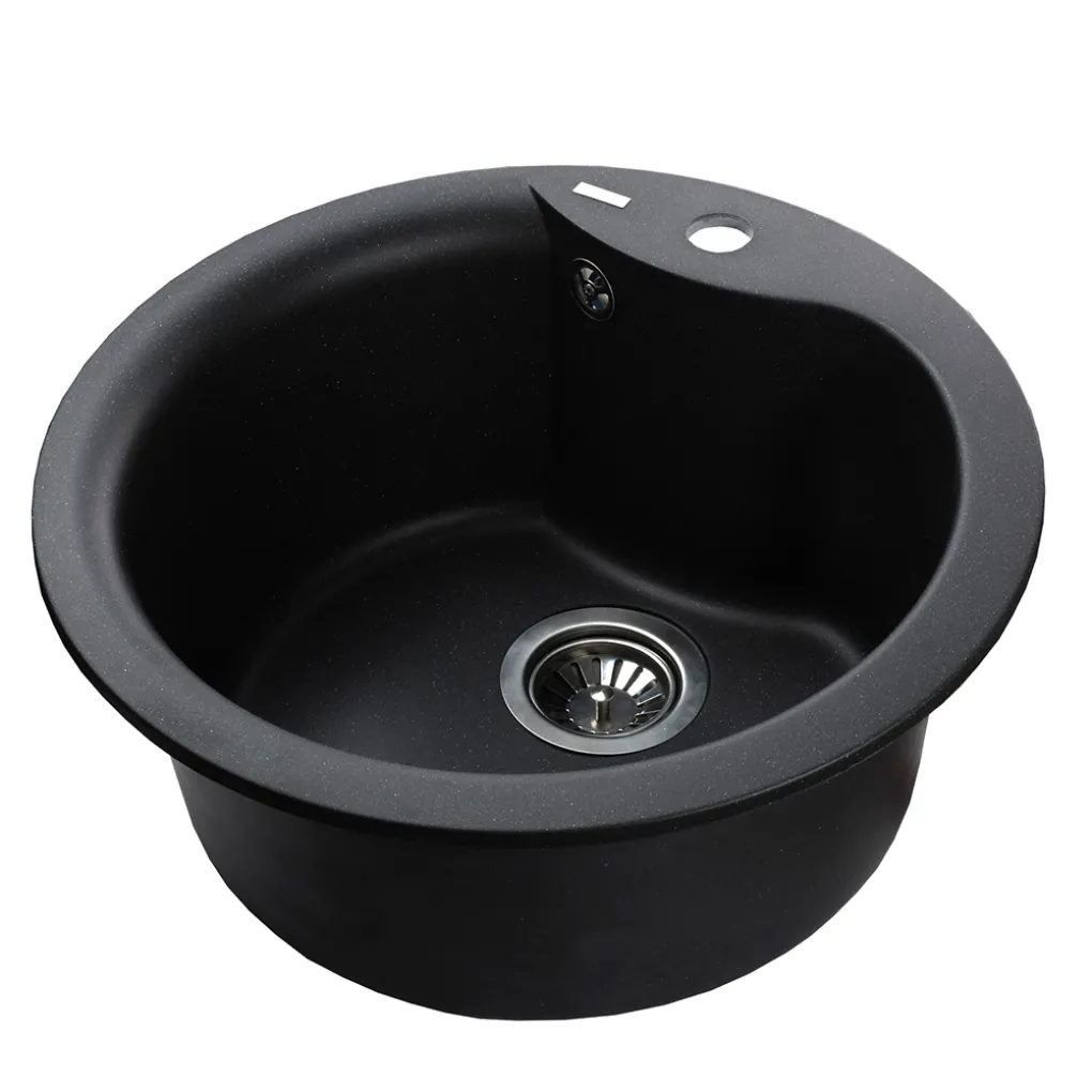 Гранітна мийка Globus Lux ORTA 485 мм-А0001, чорний металiк- Фото 2